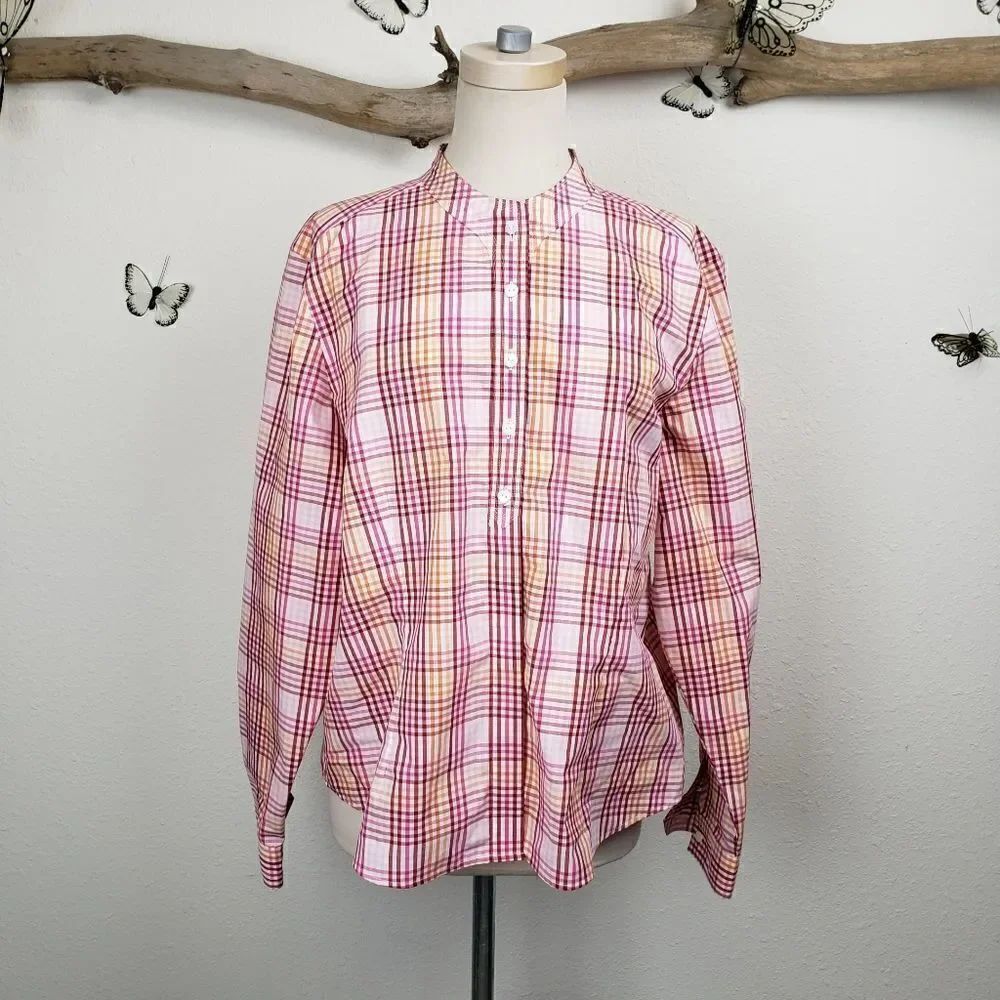 Orvis plaid button front tunic